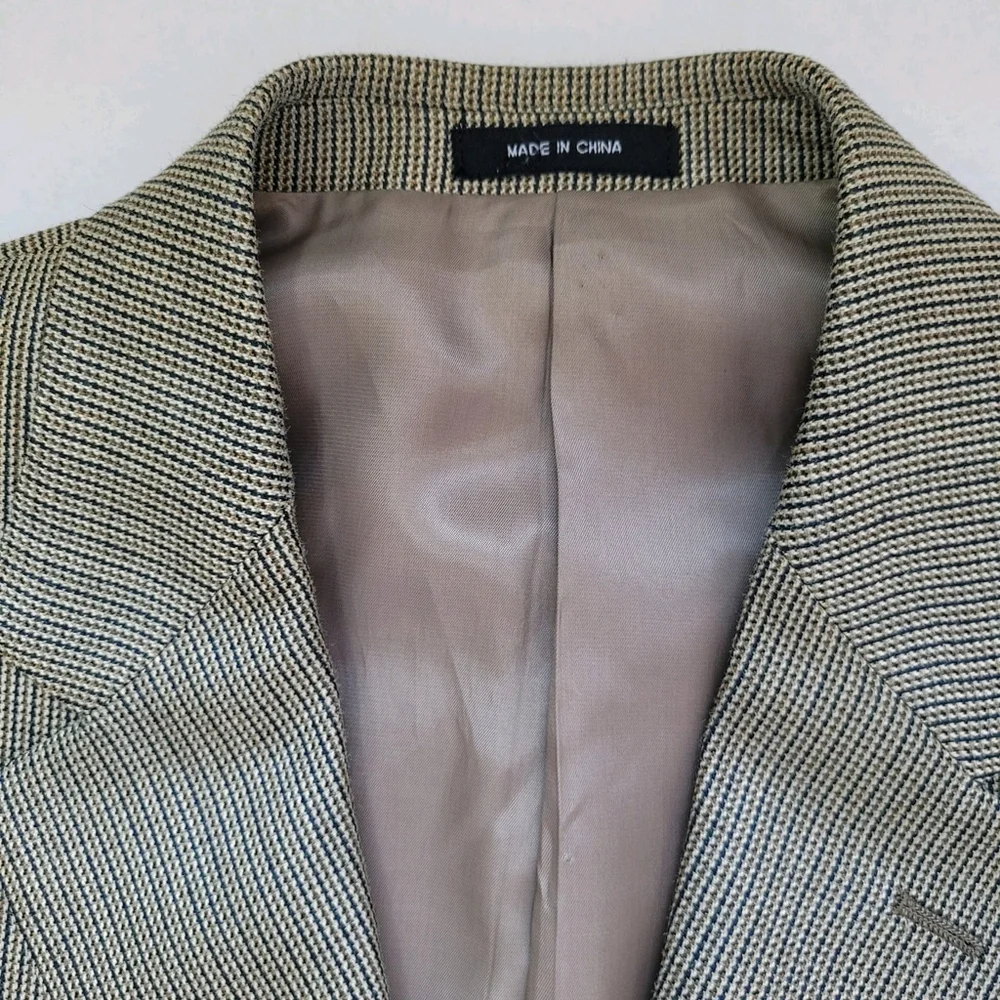 Chaps Blazer Men's 40R Olive Green 100% Silk Sport Coat Jacket 2 Button